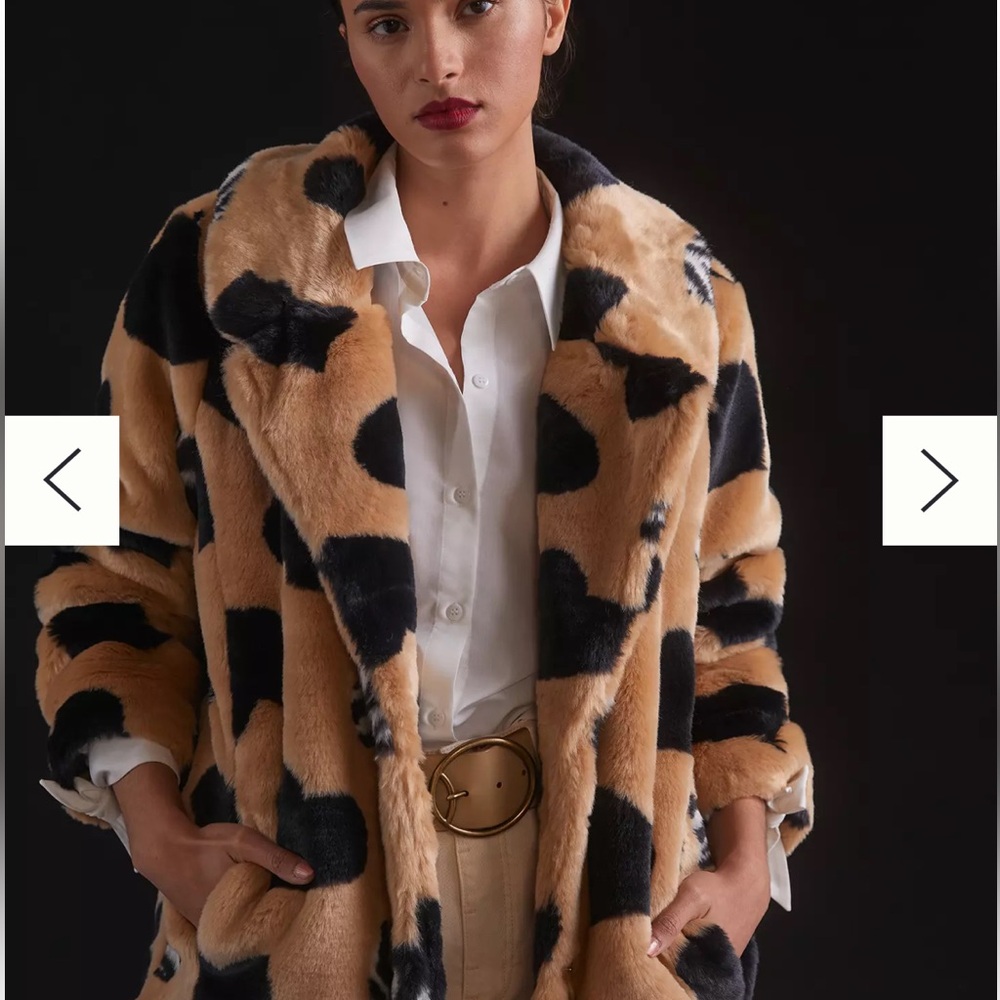 Anthropologie Tan and Black Heart Teddy Jacket